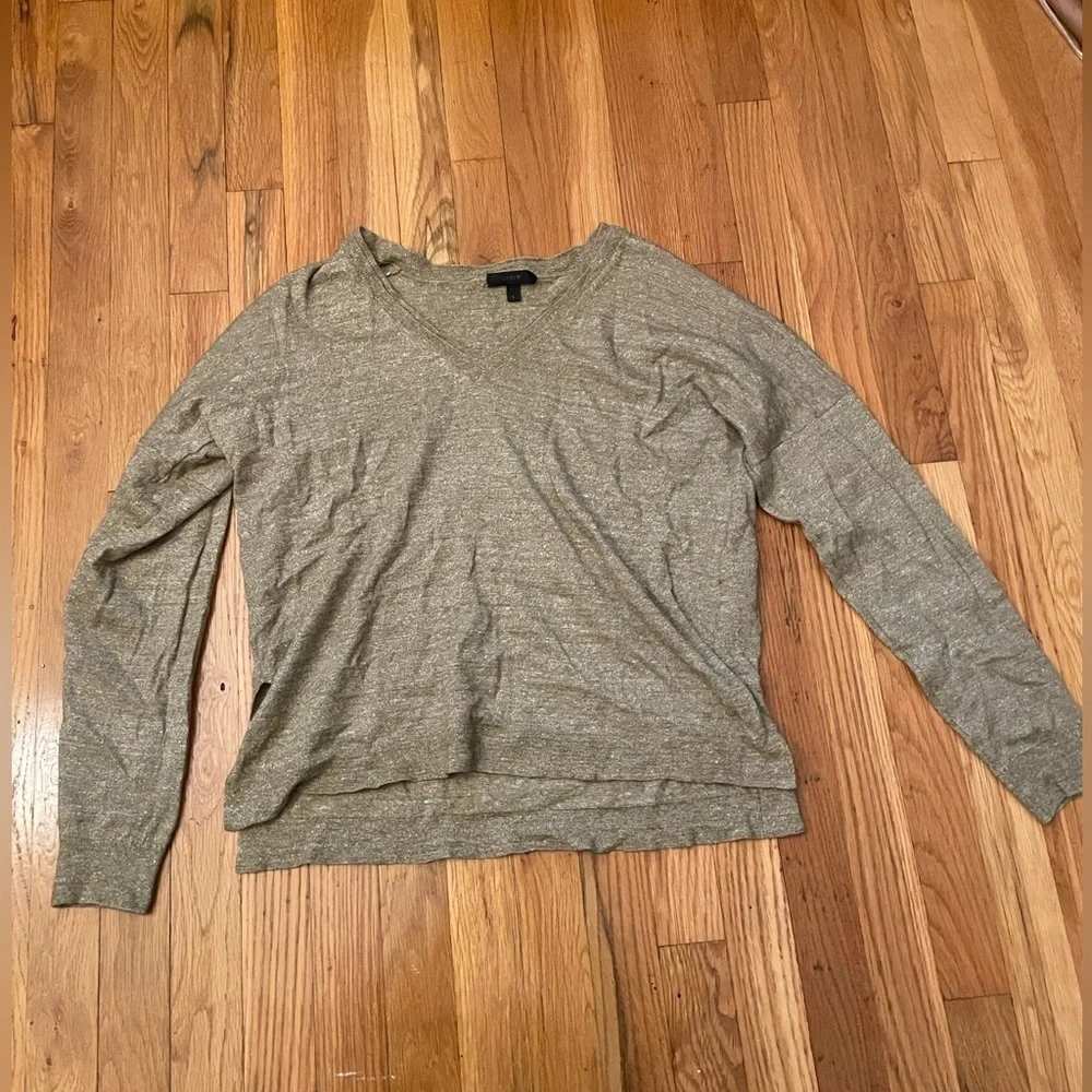 J. Crew Green V-Neck Sweater Size Large